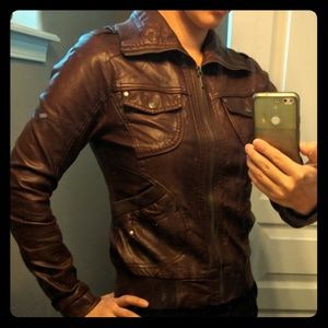 Vegan Leather Bomber Jacket